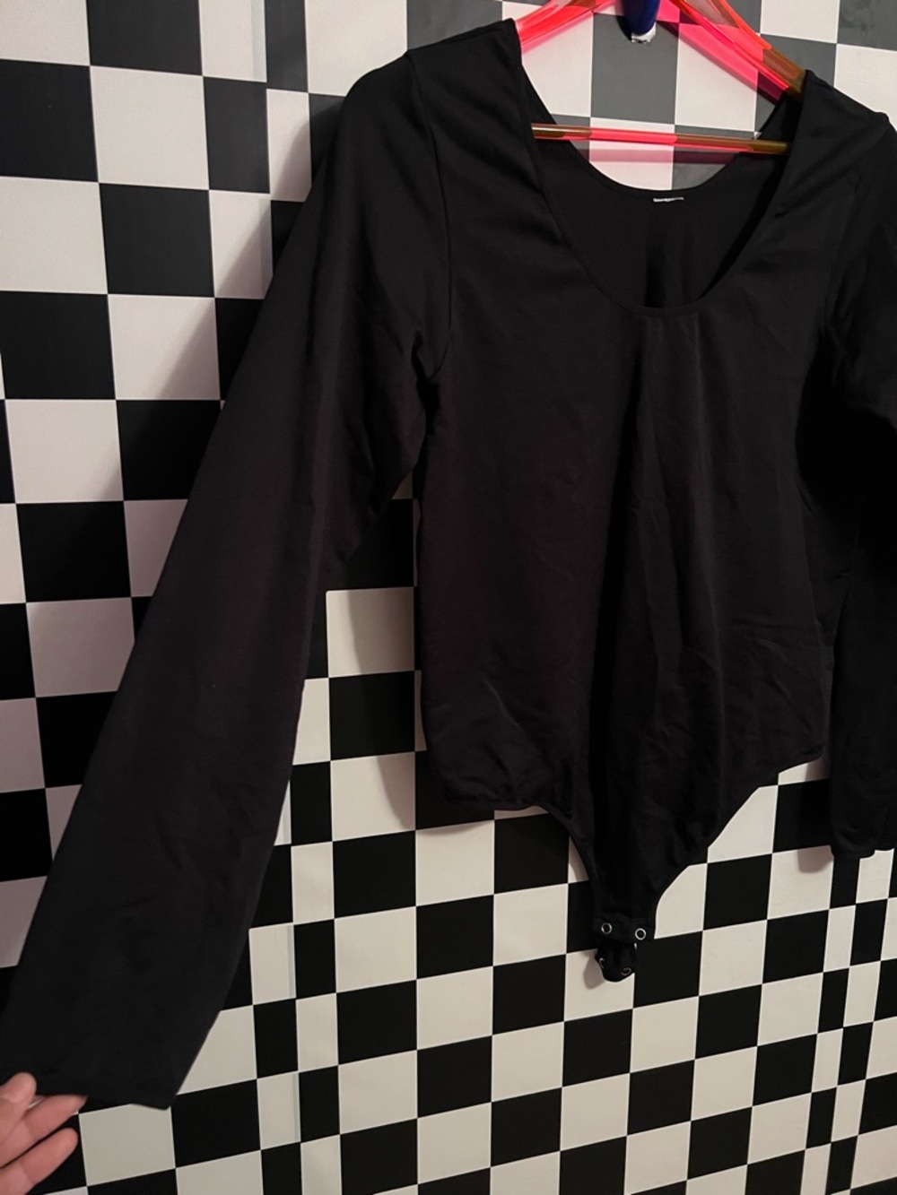 Black Long-Sleeve Women's Bodysuit Top - Picture 2 of 6